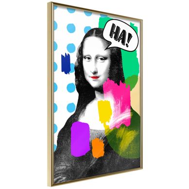 Affiche Murale Encadrée "mona Lisa's Laughter" 21 X 30 Cm Doré