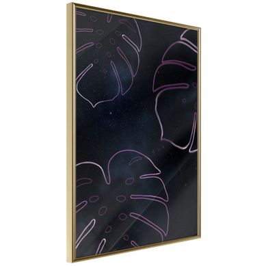 Affiche Murale Encadrée "monstera Outline" 30 X 42 Cm Doré