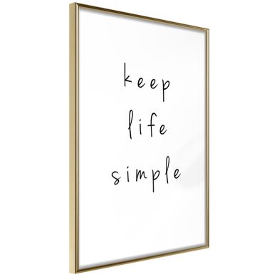 Affiche Murale Encadrée "simple Life" 40 X 60 Cm Doré