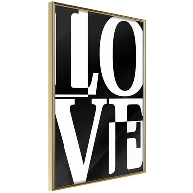 Affiche Murale Encadrée "love Chessboard" 30 X 42 Cm Doré