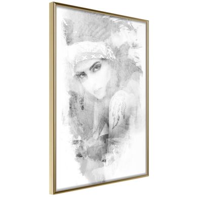 Affiche Murale Encadrée "mysterious Look Grey" 30 X 42 Cm Doré