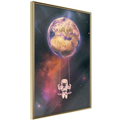 Affiche Murale Encadrée "the Whole World Is à Playground" 30 X 42 Cm Doré