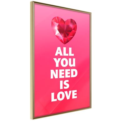 Affiche Murale Encadrée "ruby Heart" 30 X 42 Cm Doré