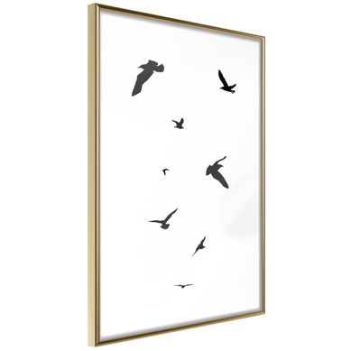 Affiche Murale Encadrée "birds" 40 X 60 Cm Doré