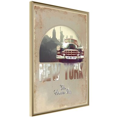 Affiche Murale Encadrée "big Apple" 21 X 30 Cm Doré