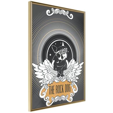 Affiche Murale Encadrée "cool Bulldog" 40 X 60 Cm Doré