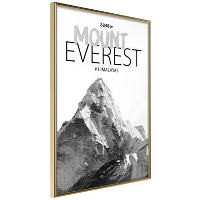 Affiche Murale Encadrée "peaks Of The World Mount Everest" 30 X 42 Cm Doré