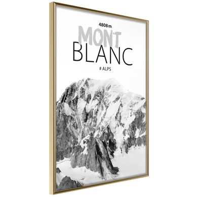 Affiche Murale Encadrée "peaks Of The World Mont Blanc" 30 X 42 Cm Doré