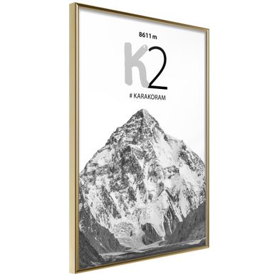 Affiche Murale Encadrée "peaks Of The World K2" 21 X 30 Cm Doré