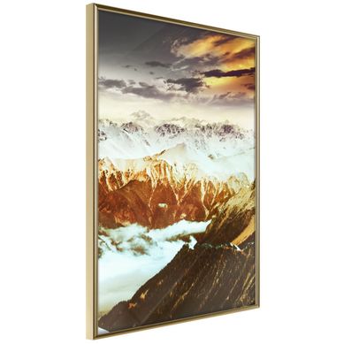 Affiche Murale Encadrée "mountain Land" 21 X 30 Cm Doré