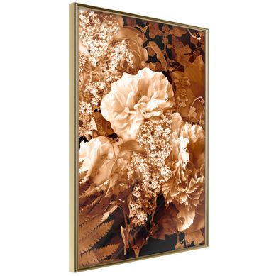 Affiche Murale Encadrée "bouquet In Sepia" 40 X 60 Cm Doré