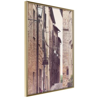 Affiche Murale Encadrée "brick Buildings" 30 X 42 Cm Doré