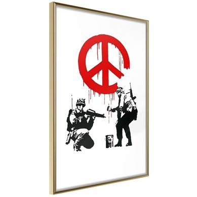 Affiche Murale Encadrée "banksy Cnd Soldiers I" 21 X 30 Cm Doré