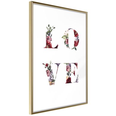 Affiche Murale Encadrée "floral Love" 40 X 60 Cm Doré