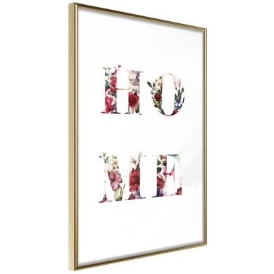 Affiche Murale Encadrée "floral Home" 40 X 60 Cm Doré