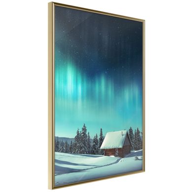 Affiche Murale Encadrée "evening In The Iceland" 40 X 60 Cm Doré