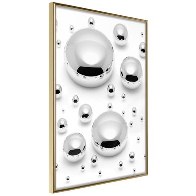 Affiche Murale Encadrée "silver Drops" 21 X 30 Cm Doré