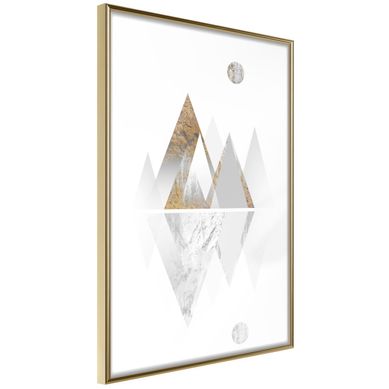 Affiche Murale Encadrée "sun And Mountains" 30 X 42 Cm Doré