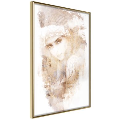 Affiche Murale Encadrée "mysterious Look Beige" 21 X 30 Cm Doré