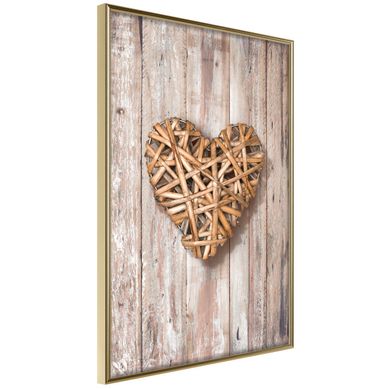 Affiche Murale Encadrée "wicker Love" 30 X 42 Cm Doré