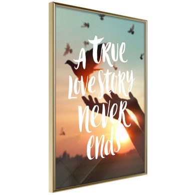 Affiche Murale Encadrée "love Story" 30 X 42 Cm Doré