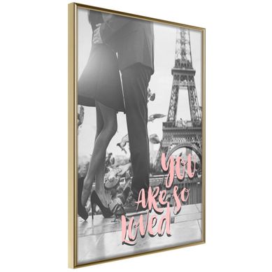 Affiche Murale Encadrée "love In Paris" 21 X 30 Cm Doré