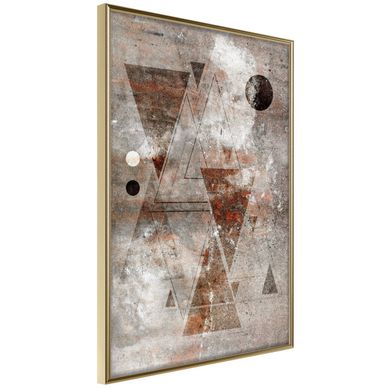 Affiche Murale Encadrée "brick-built Triangles" 21 X 30 Cm Doré
