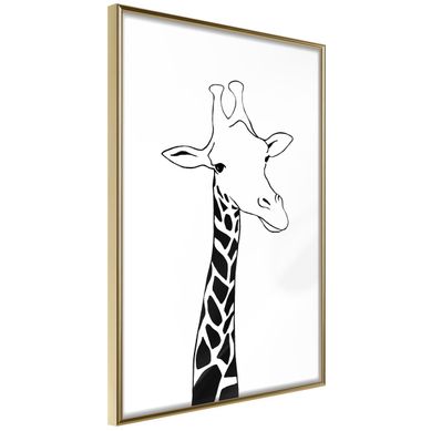 Affiche Murale Encadrée "black And White Giraffe" 40 X 60 Cm Doré