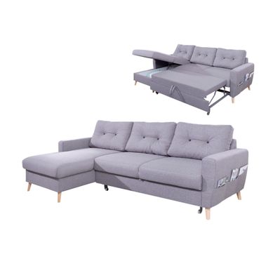 Convertible Tissu Gris Clair  STOCKHOLM Avec Coffre