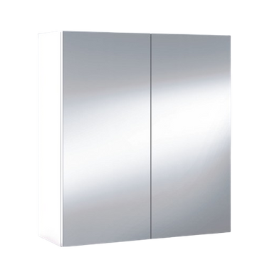 Miroir De Salle De Bain Avec Rangements 2 Portes En Blanc Brillant, 65 X 60 X 21 Cm