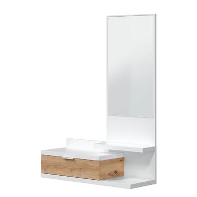 Meuble D'entrée Avec Miroir Et Tiroir - L. 81 X P. 29 X H. 116 Cm