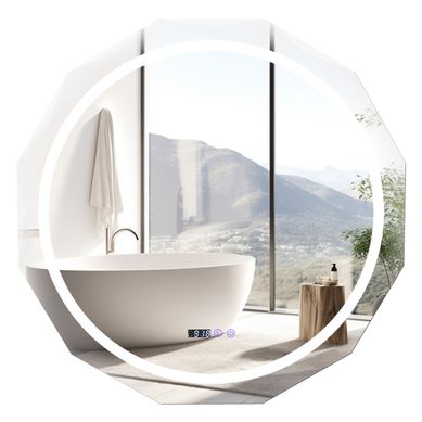 Miroir De Salle De Bain HD à LED Antibuée Miroir Antibuée à Bord Biseauté Unique à 3 Couleurs