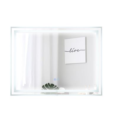 Miroir De Salle De Bain LED 80x60 Cm Miroir Mural Rectangulaire Avec Lumières à 3 Couleurs Miroir De Salle De Bain LED 80x60 Cm Miroir Mural Rectangulaire Avec Lumières à 3 Couleurs