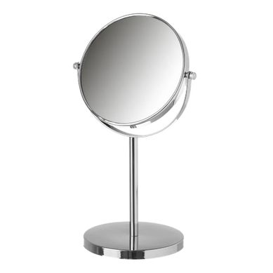 Lot De 2 Miroir Grossissant Double Facex5 Sur Pied En Verremétal Argenté -d17xh 35 Cm