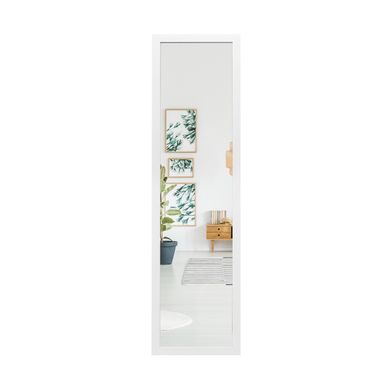 Miroir 2 En 1 Suspension Mural + Porte 119 X 33 Cm Avec Crochets De Porte Et Vis Blanc