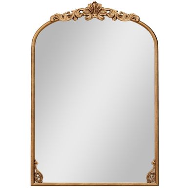 Miroir Mural Arqué Vintage Antique Doré Avec Cadre Métallique Pour Entrée 95cmx66cm Or