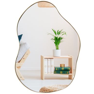 Miroir Mural Élégant Asymétrique 78x56,5cm Avec Vis D'expansion Miroir Mural Décoratif Or