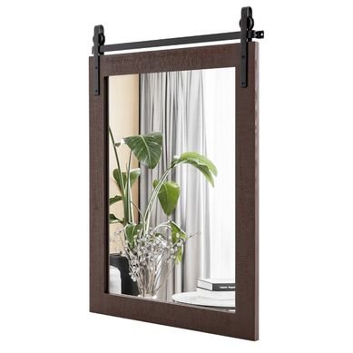 Miroir Mural Salle De Bain Rustique Avec Cadre En Bois Massif 76x56cm Rectangulaire Noyer