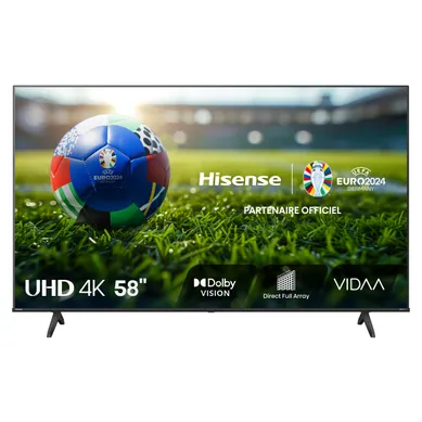 Téléviseur 4K UHD 58'' 147 cm HISENSE 58E61KT vue de face