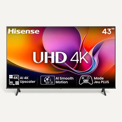 Téléviseur UHD 4K 43'' 108cm HISENSE 43A6Q Noir vue de face