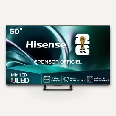 Téléviseur MiniLED 50'' 126 cm HISENSE 50U7Q vue de face