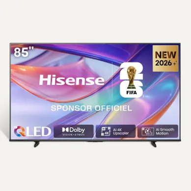 Téléviseur 4K QLED 85'' 215 cm HISENSE 85E7S vue de face