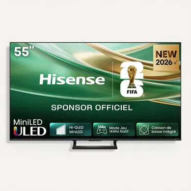 Téléviseur MiniLED 55'' 139 cm HISENSE 55E8S vue de face