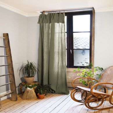 Rideau Ajustable Gaze De Coton Vert 140x300 Cm