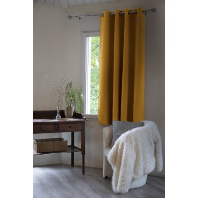 Rideau Occultant Polyester Jaune 140x180 Cm