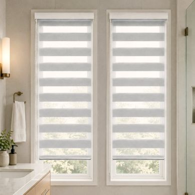Lot De 2 Store Enrouleur Jour Nuit Double 50x150cm Gris