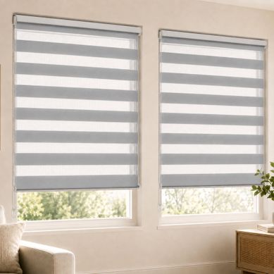 Lot De 2 Store Enrouleur Jour Nuit Double 80x150cm Gris