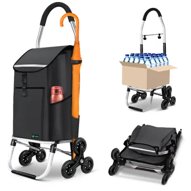 Chariot De Course Rolser Basket MF Pliable - 4 Grandes Roues Dont 2 Pivotantes, Grande Capacité, Noir