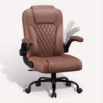 Fauteuil De Massage De Bureau En Cuir Avec Chauffage - Pivotant, Réglable En Hauteur, Base Chromée - Marron Foncé