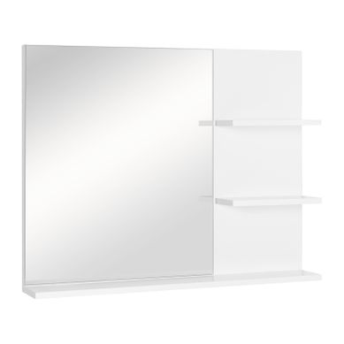 Miroir De Salle De Bain Avec 3 étagères En Mdf Blanc 60x10x48 Cm